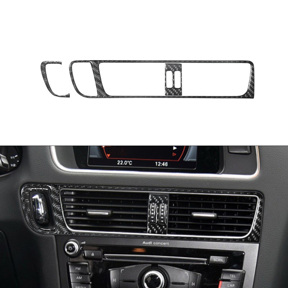 3Pcs Central Air-Con Vent Trim Cover Decor Carbon Fiber for Audi Q5 2009-2017