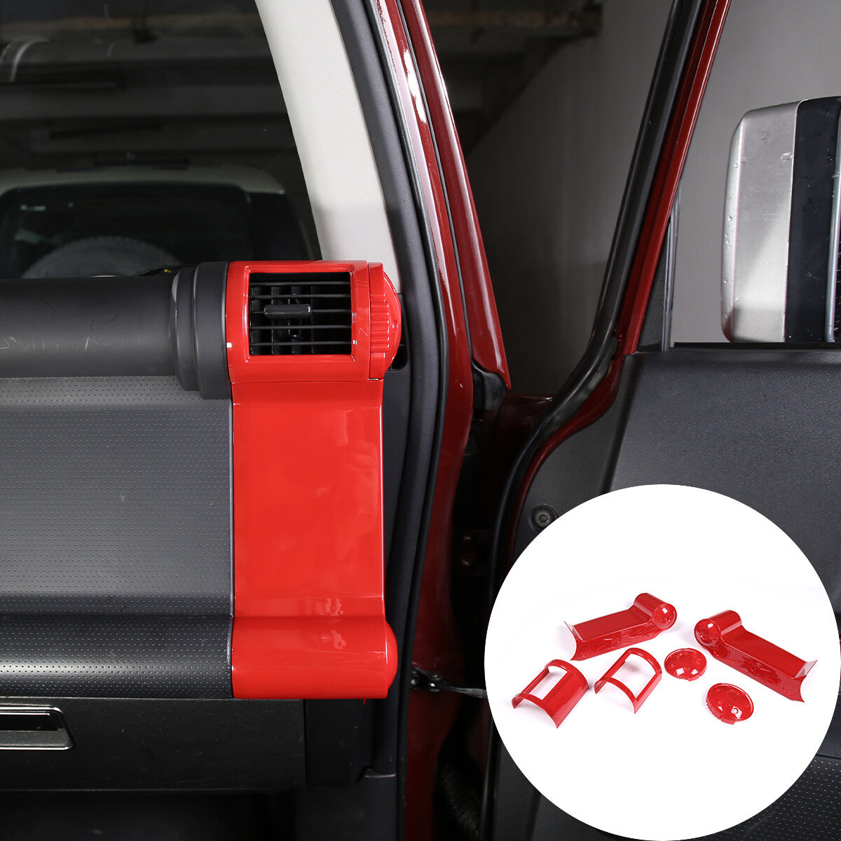 Red interior center air conditioning control panel trim for Toyota Tacoma 2006-2015