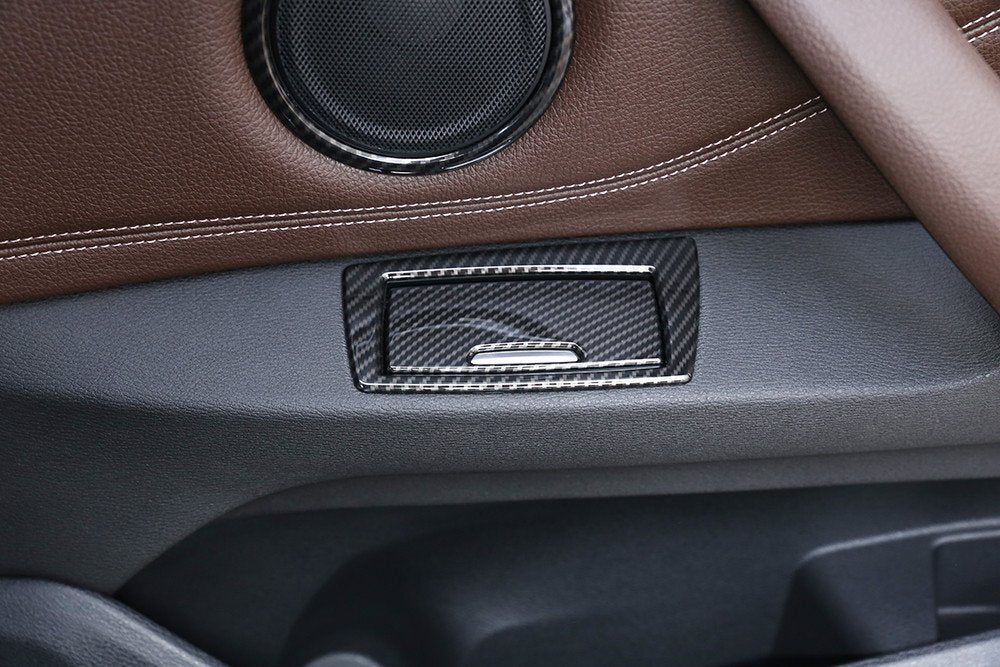 Carbon Fiber ABS Rear Door Ashtray Decorative Cover Fit for BMW X1 F48 2016-2021