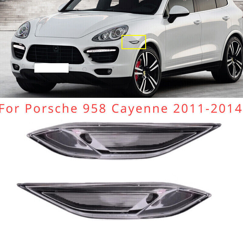 Fit for Porsche 958 for Cayenne 2011-2014 Pair Clear Side Marker Lights Lens Fender