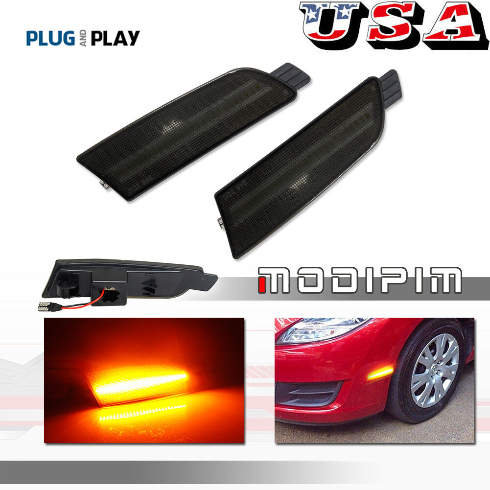 Suitable for 09-13 for Mazda 6 front bumper smoke LED side marker amber lights LH RH