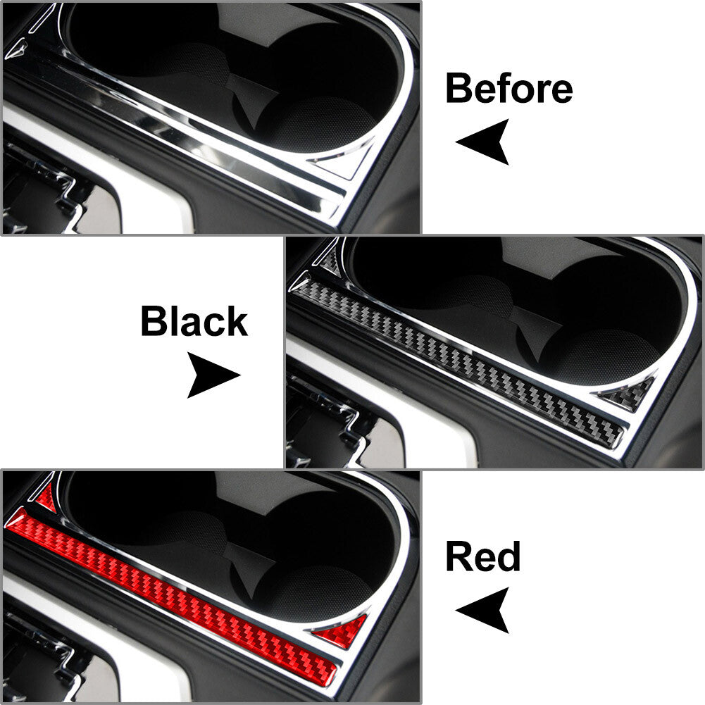 LHD Carbon Fiber Cup Holder Panel Interior Cover Trim for Toyota Tundra 2014-21