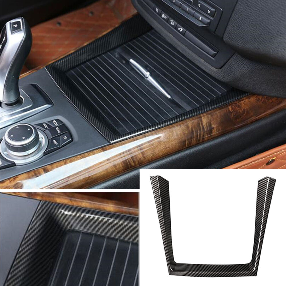 Carbon Fiber ABS Water Cup Holder Panel Trim Fit for BMW X5 E70 X6 E71 2008-2013