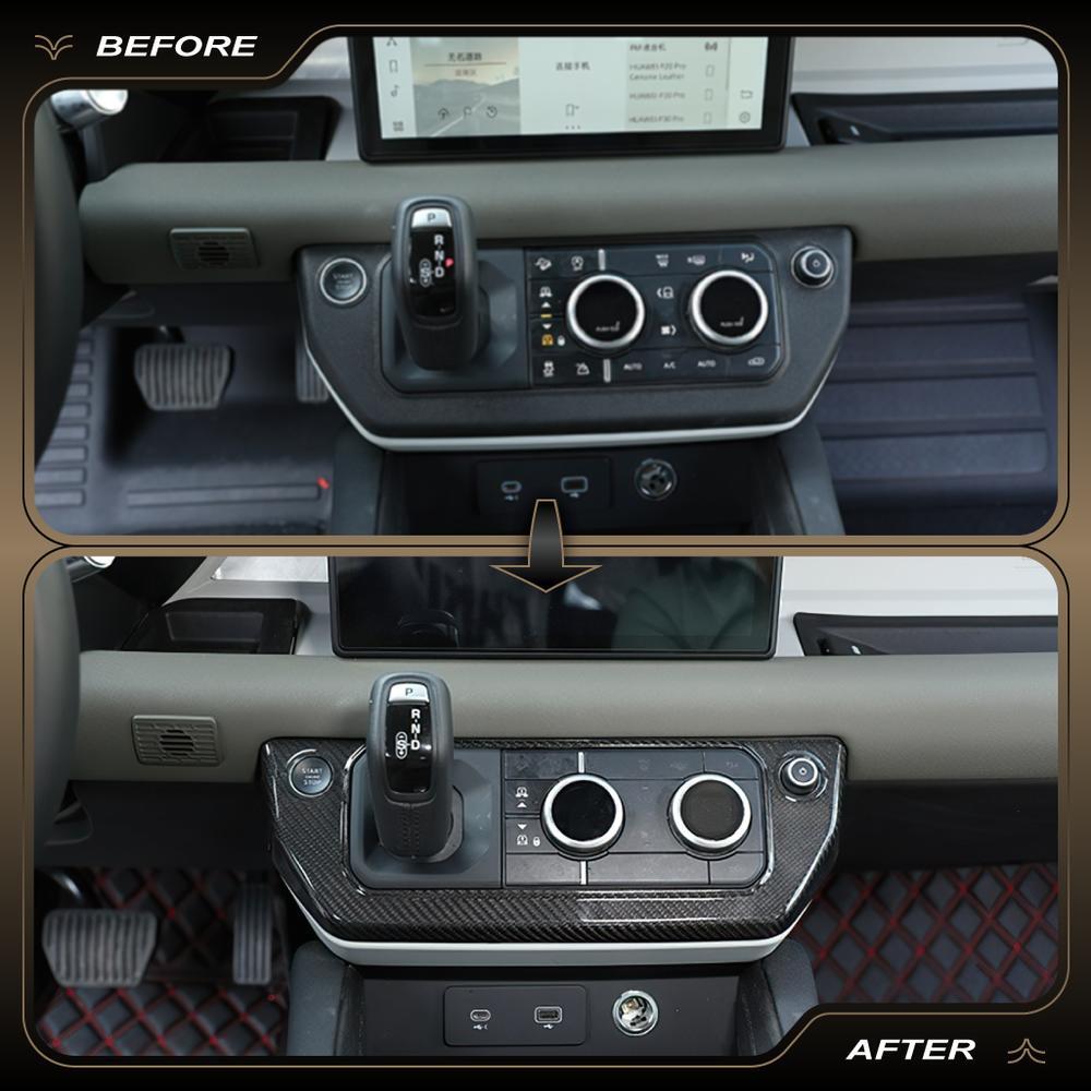 For LR for Defender 20-2023 Dashboard Center Console Gear Panel Cover Real Carbon