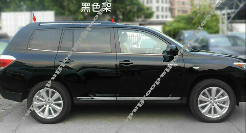 4P Black Roof Rack Cover Rails End Shell Replace for Toyota Highlander 2008-2013