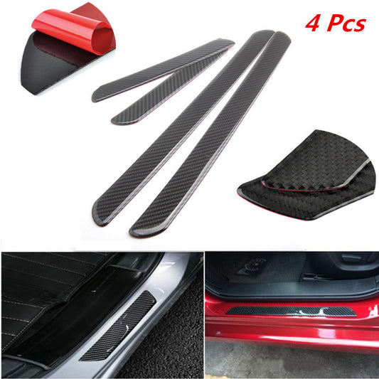 4PcCar Door Sill Pedal Carbon Fiber Scuff Plate Cover Panel Step Protector Strip