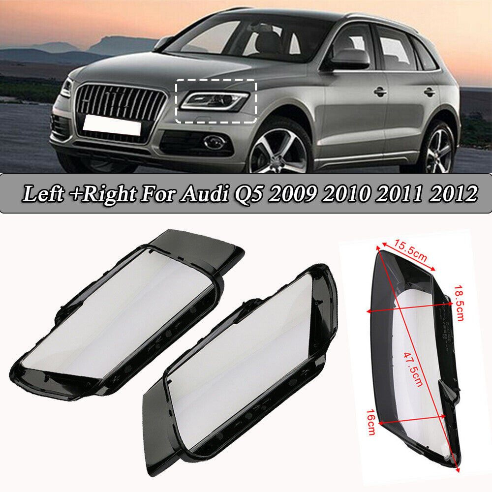 pair of transparent headlight lens cover protective covers for left and right glass of for Audi Q5 2009-2012.