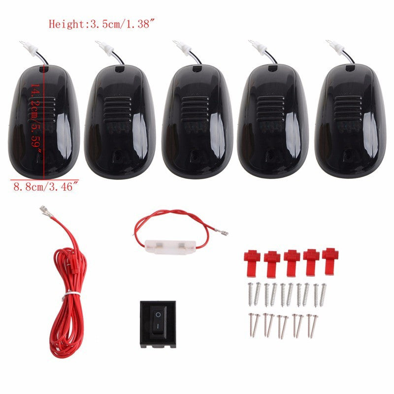Smoked Black LED Cab Roof Top Marker Running Clearance Light Car pickup Lamp Kit