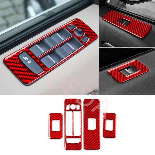 Red Carbon Fiber Window Lift Switch Cover for Land Rover Discovery Sport 2015-19