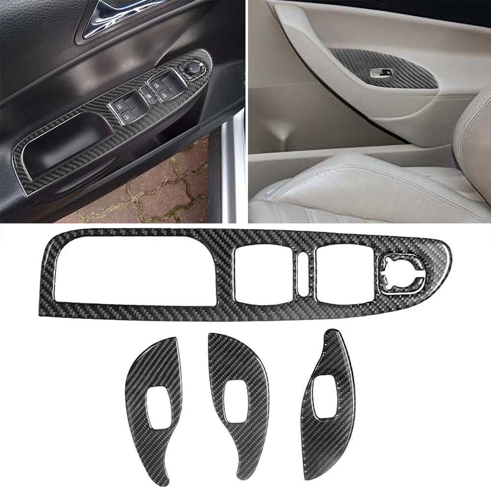 5Pcs Carbon Fiber Door Window Lift Switch Interior Trim for Passat 2006-2010
