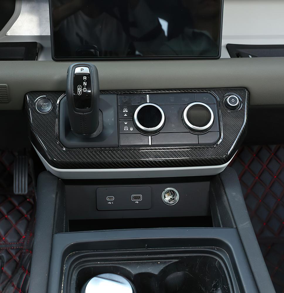 For LR for Defender 20-2023 Dashboard Center Console Gear Panel Cover Real Carbon
