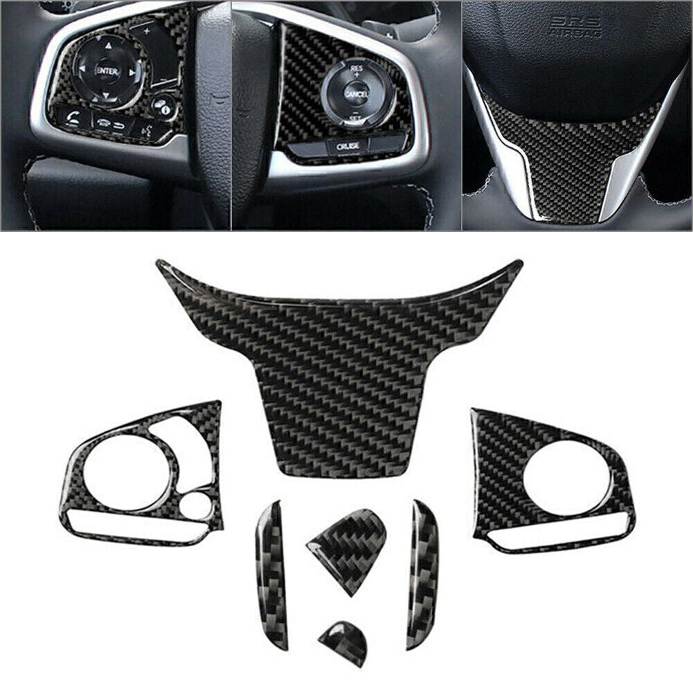 for Honda for Civic 10th 2016-19 Carbon Fiber 4x Inner Steering Wheel Sticker Trim