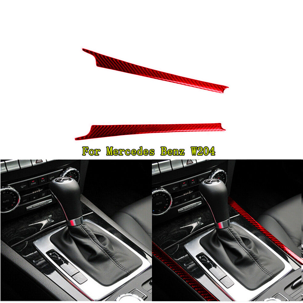 Red Carbon Fiber Gear Shift Side Decorative Trim for Mercedes Benz W204 2007-10