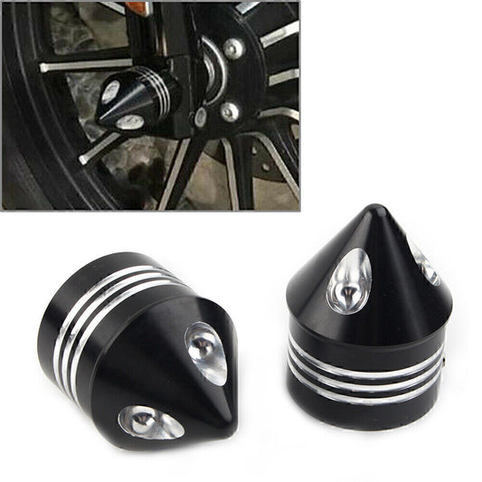 Black Thick Cut Front Axle Cap Nut Cover for Harley Electra Glide Sportster FLHX
