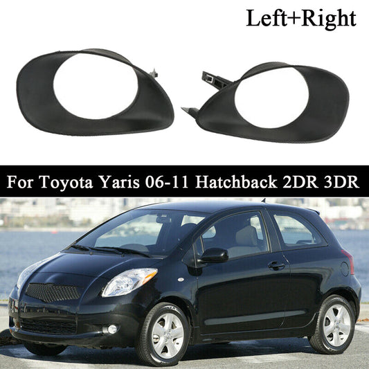 Pair of fog light grill covers for Toyota Yaris 2006 - 2011 Hatchback 2DR 3DR Black