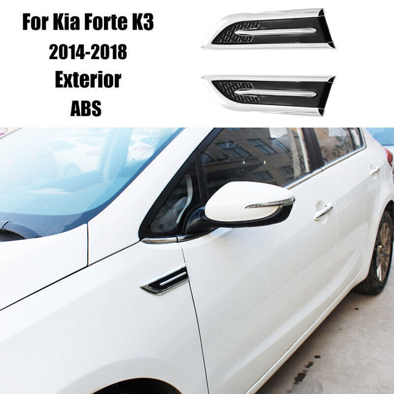 for Kia Forte K3 14-2018 ABS Bright Black Front Side Vent Fender Cover Trim 2X