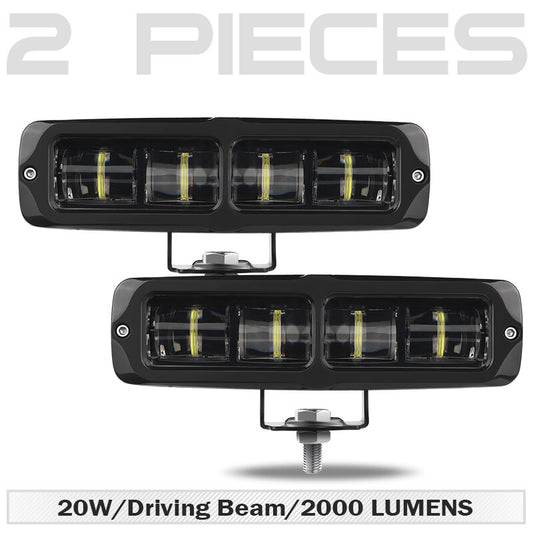 2x 6 Inch 20W LED Work Light Bar Flood Fog Lamp Offroad Driving Truck SUV ATV