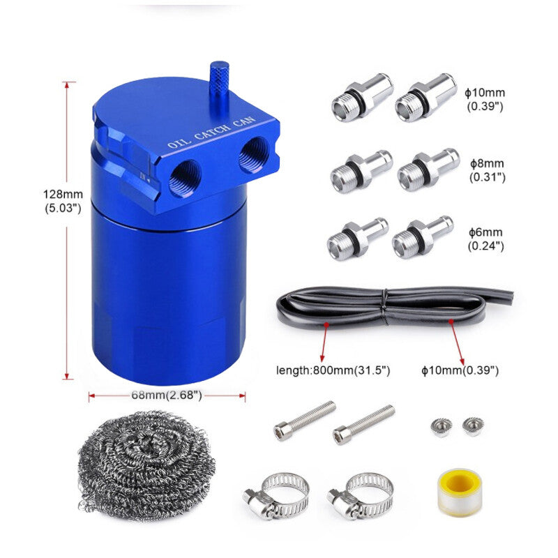 Oil Catch Can 300ml Breather Aluminum Alloy Polish Baffled Reservoir Tank Blue