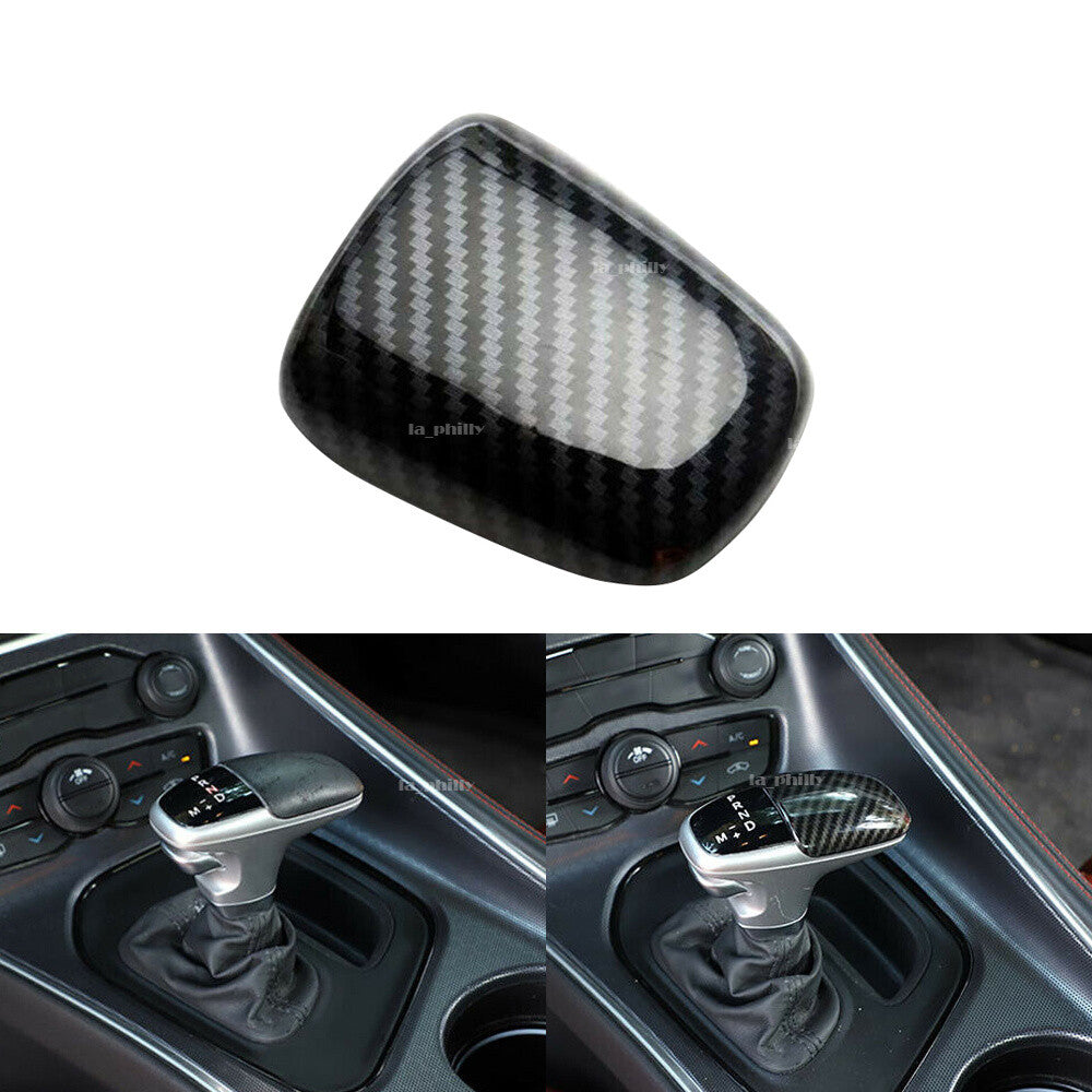 Gear Shift Knob Cover Trim ABS Carbon Fiber for Dodge for Challenger for Charger 2015-19