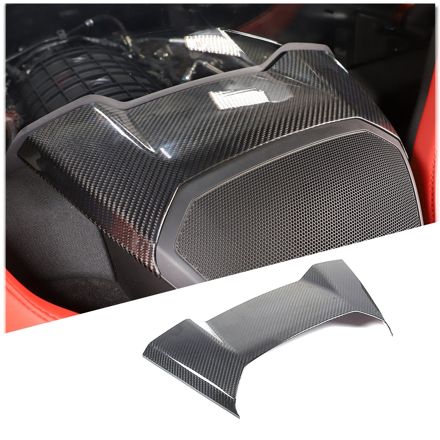 Matte black center console cupholder panel cover trim for Corvette C7 2014-2019