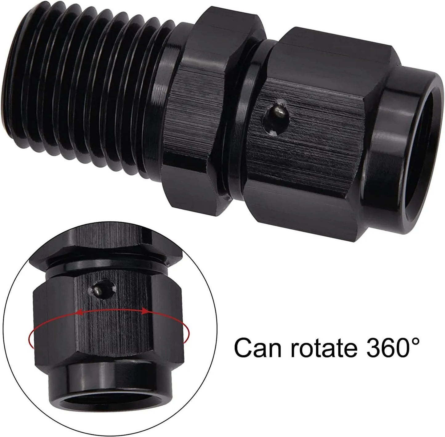 Aluminum 6AN AN6 Female Flare to 1/8 NPT Male Straight Swivel Adapter Fitting