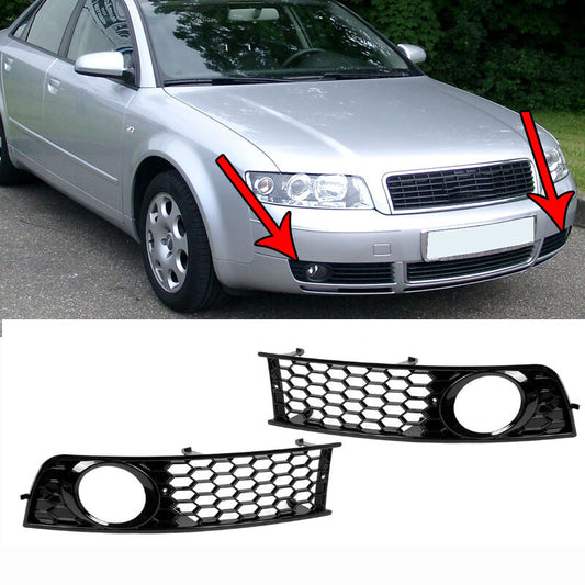 Front Bumper Lower Grille+Fog Light Grill Left Right for Audi A4 B6 2001-2005