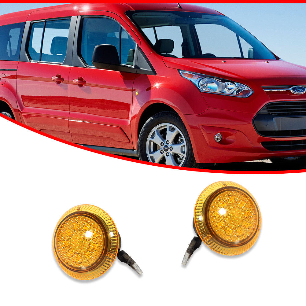 Compatible with 10+ for Ford Transit Connect Amber Lens Amber LED Side Fender Turn Signal Lights