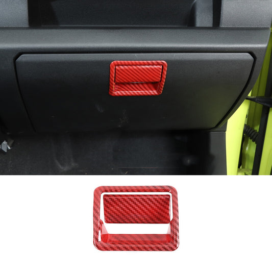 for Co -pilot Storage Box Handle Trim for Suzuki for Jimny 2019-2022 ABS Red Carbon Fiber