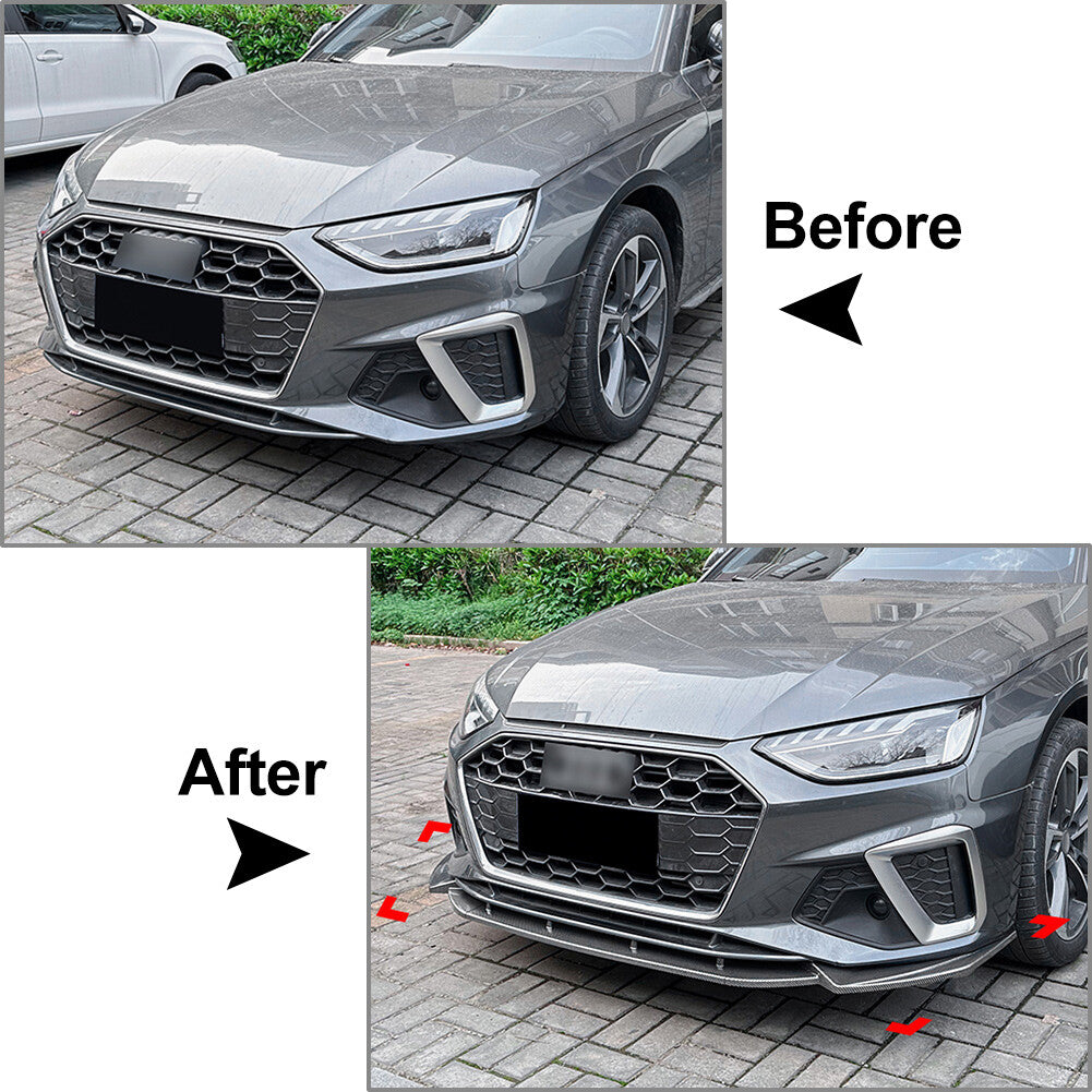 Front Bumper Splitter Spoiler Lip for Audi A4 S4 B9.5 2020-2024