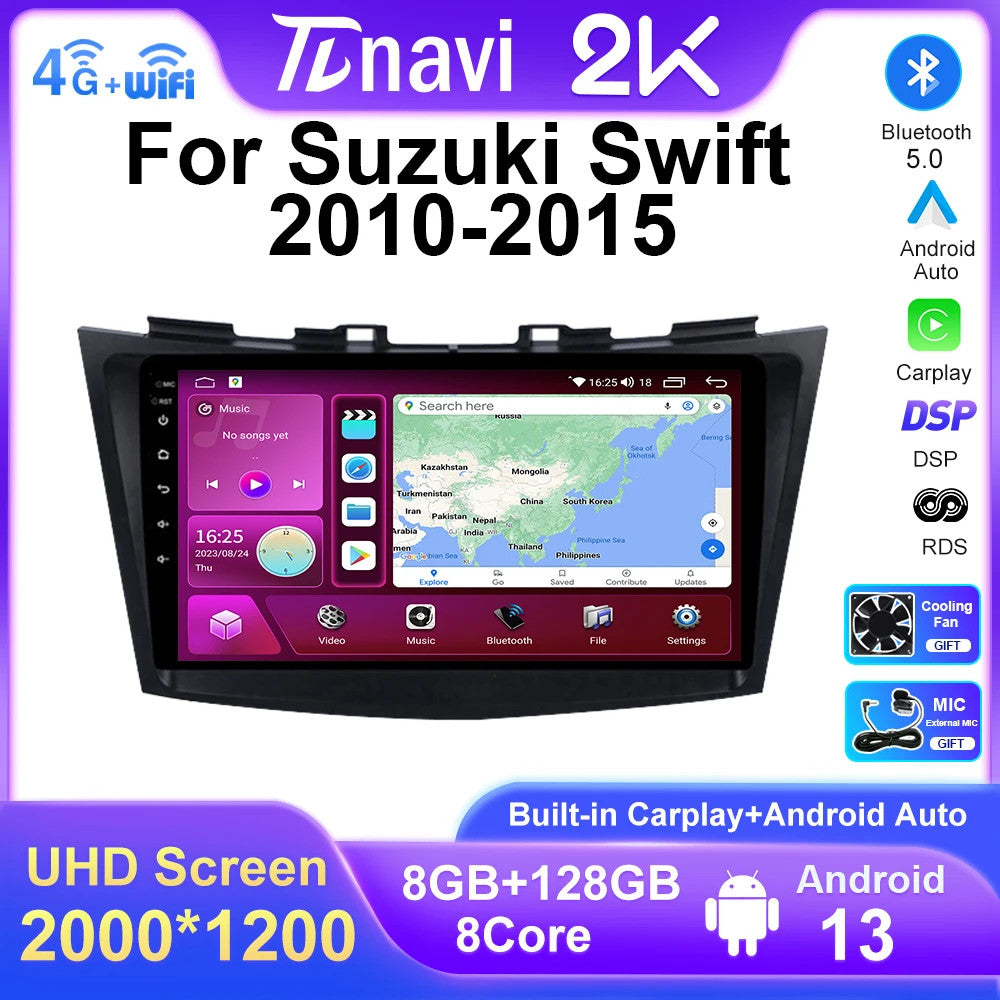 Car Radio for Suzuki for Swift 4 2010-2015 Android Auto CarPlay GPS Player Screen 4G