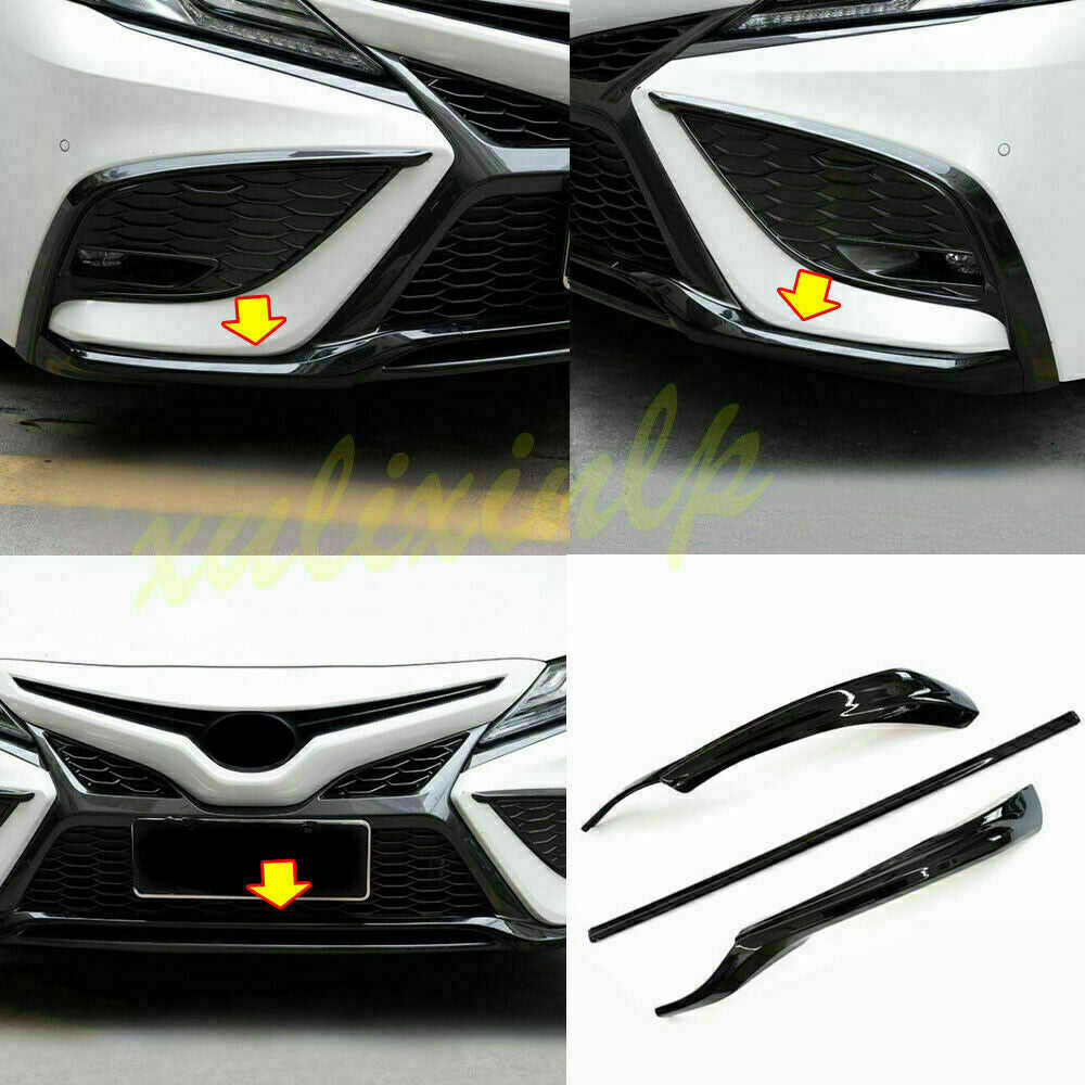 For 2021-2023 for Toyota for Camry SE XSE Front Bumper Molding Gloss Black Cover Trims