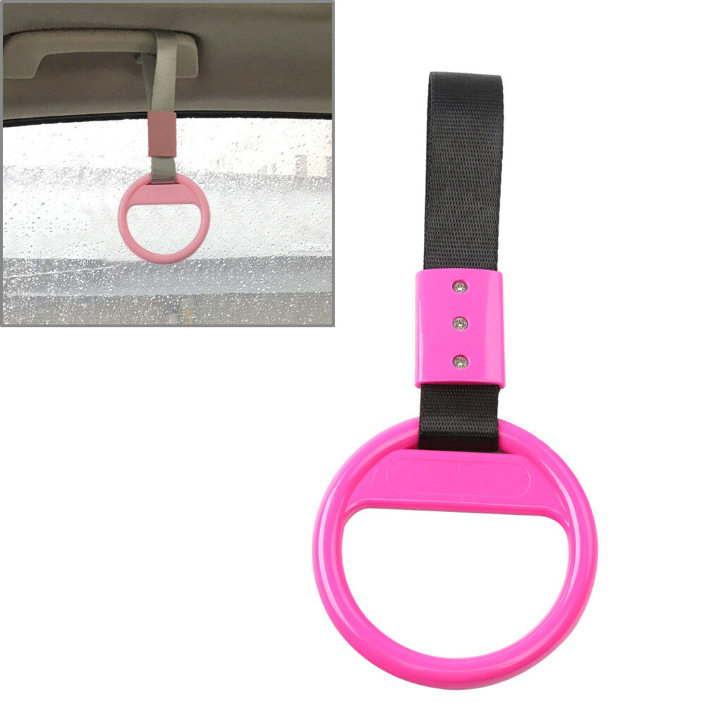 1Pcs Car Round Ring Train Bus Handle Hand Strap Drift Charm Tools Black Belt New