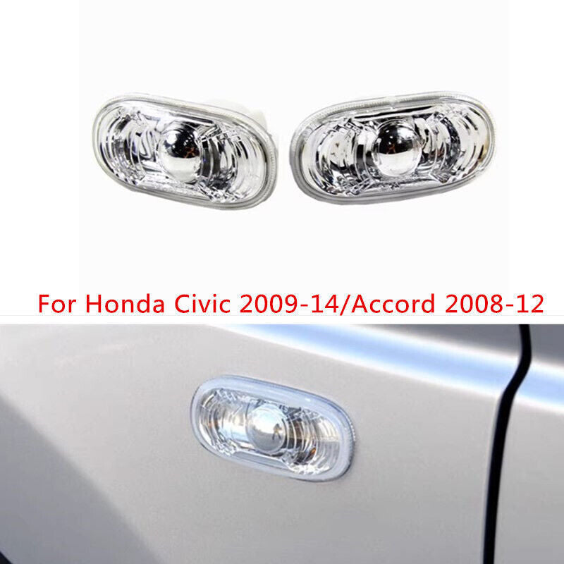 2Fender Light Side Turn Lights Signal Lamps for Civic 2009-2014 Accord 2008-12