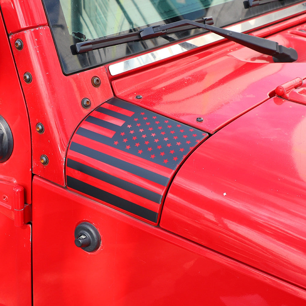 PVC Side Hood Body Armor Cowl Sticker Decal US Flag for Jeep for Wrangler JK 2007-17