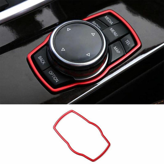 Red Aluminum Console Multimedia Knob Frame Trim for BMW X3 G01 X4 G02 2018-2021