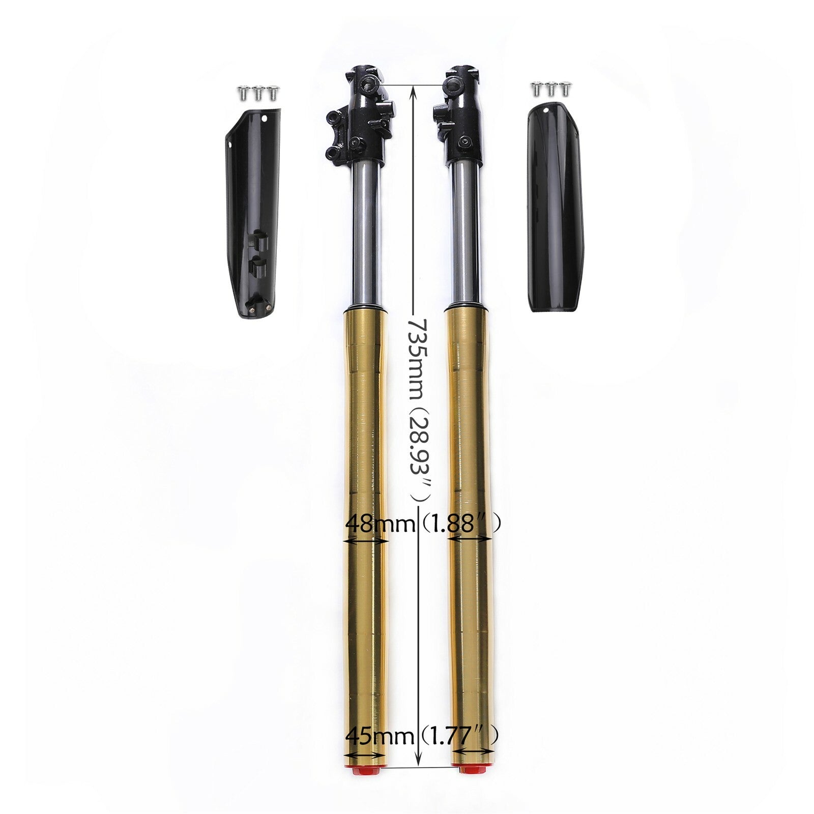 45/48mm front fork with shock-absorbing triple clamp for 110cc, 125cc, and 140cc Apollo Dirt Pit bicycles