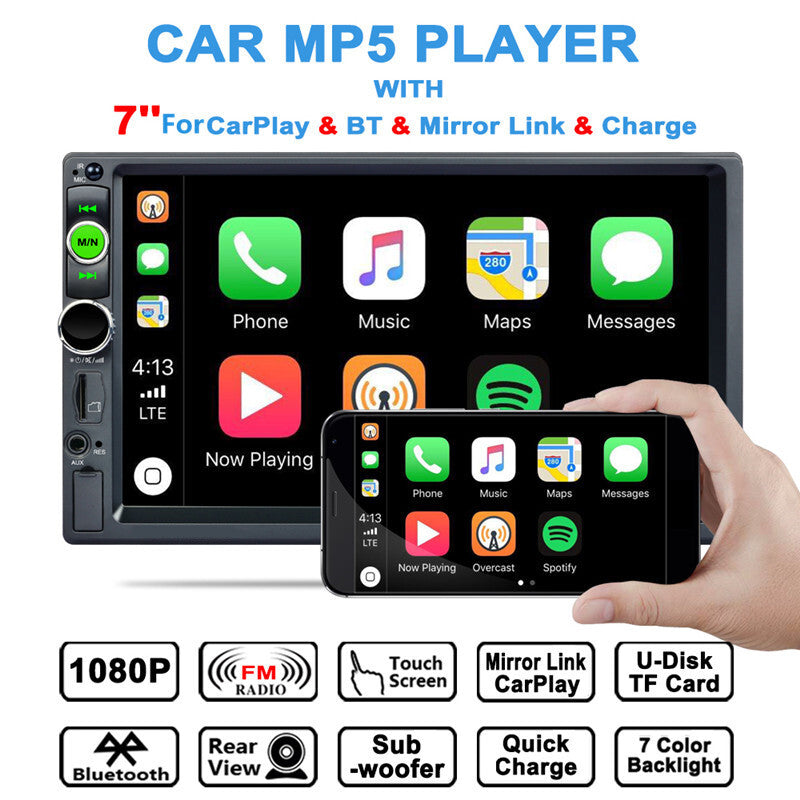 7in Car Radio Autoradio Stereo Receiver Touch Screen Bluetooth MP5 For Carplay