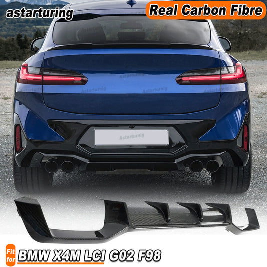 for BMW X4M Competition G02 F98 LCI REAL CARBON Rear Bumper Diffuser Lip Spoiler