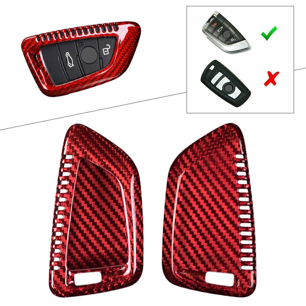 Remote Car Key Shell Cover Carbon Fiber Fit for BMW X1 F48 X5 F15 X6 F165 F45 Red