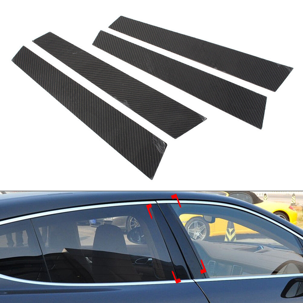 For Porsch for Panamera 2009-2016 4x Carbon Fiber Set Pillar Posts Door Window Trim