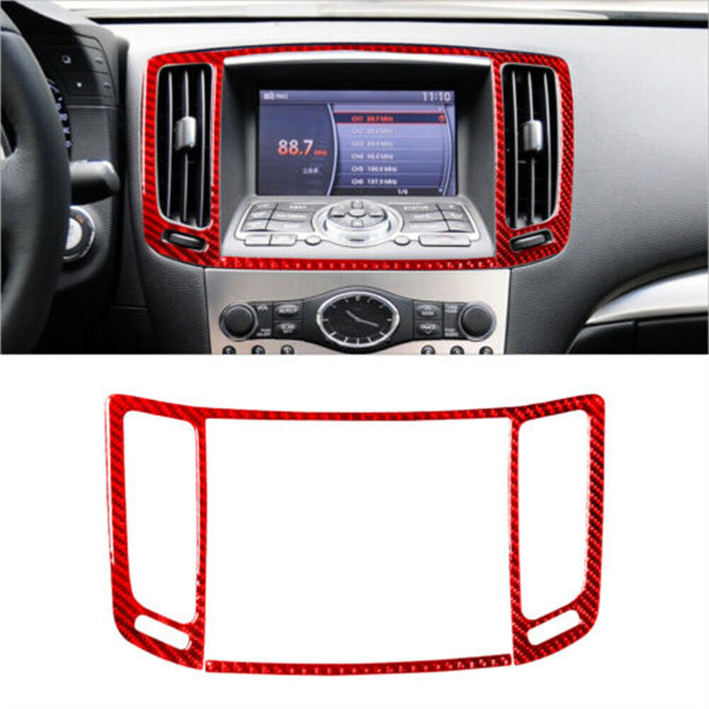 12Pcs Red Carbon Fiber Interior Full Set Trim Kit for Infiniti G37 Sedan 2010-13