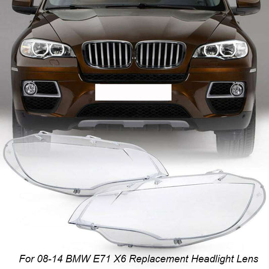 Left and right front headlight lens covers for BMW E71 X6 2008 - 2014
