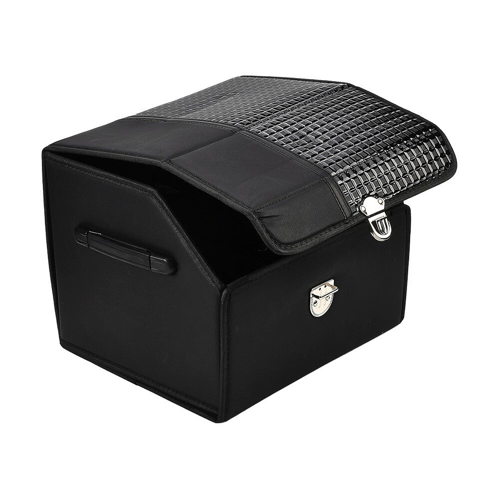 Car Trunk Organizer Luxury Foldable Car Boot Tidy Storage Box with Lid Black