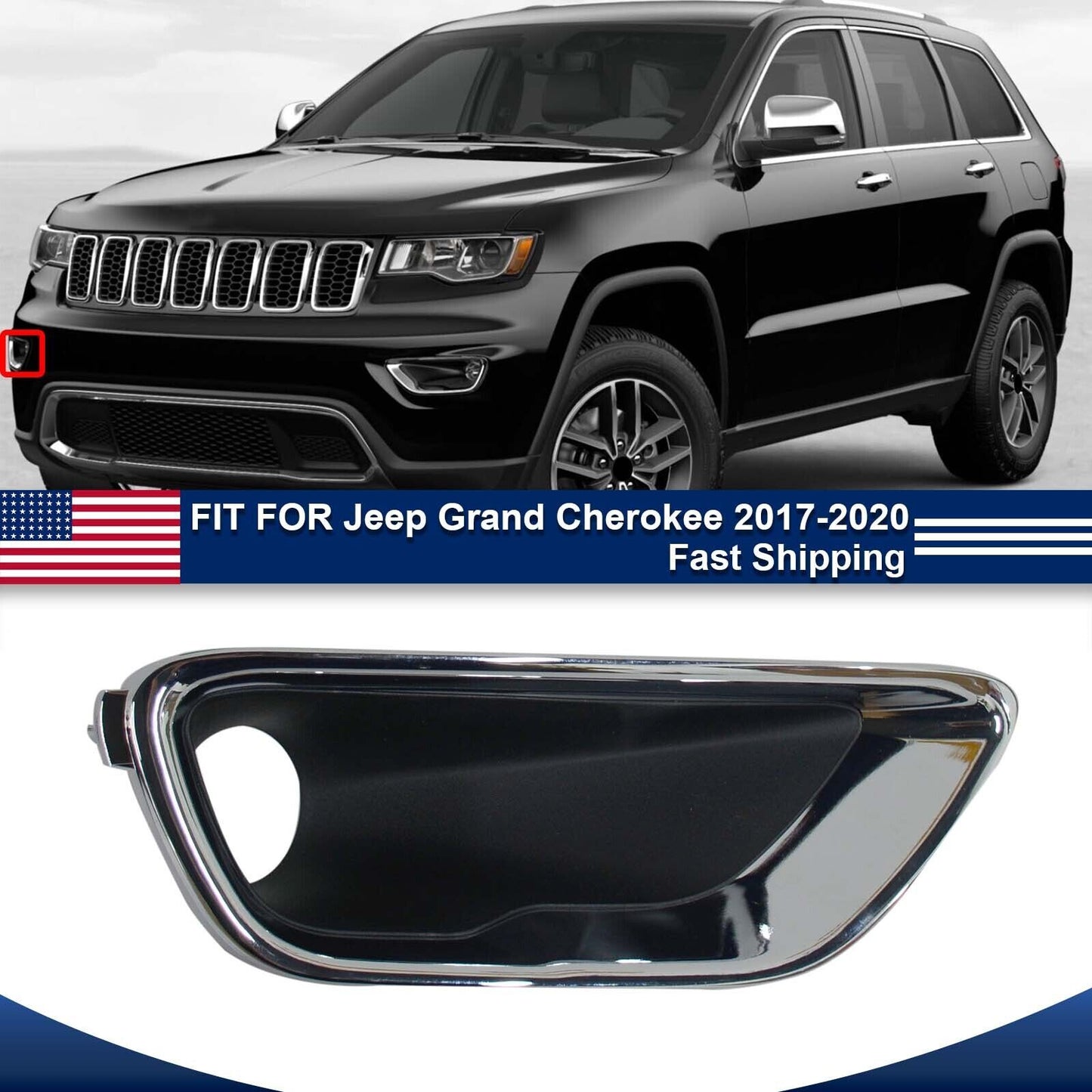 for Jeep Grand Cherokee 2017-2020 Fog Light Cover Lamp Bezel Chrome Trim Right