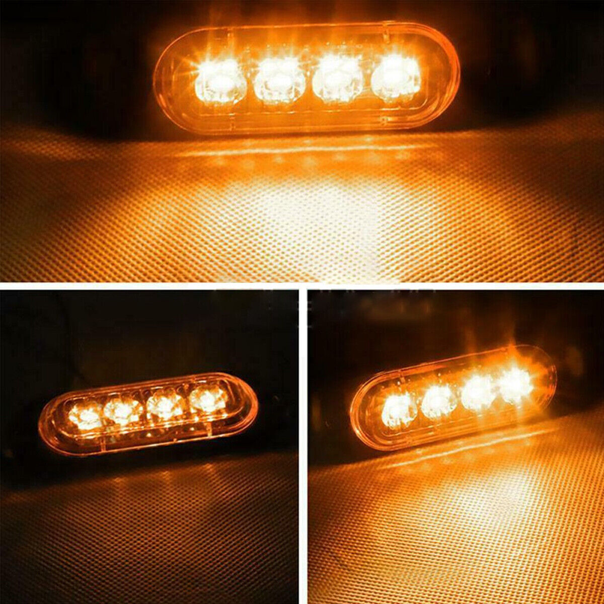 4x 4LED Amber Side Marker Lights Clearance Lamp for Pickup Truck Boat Trailer RV