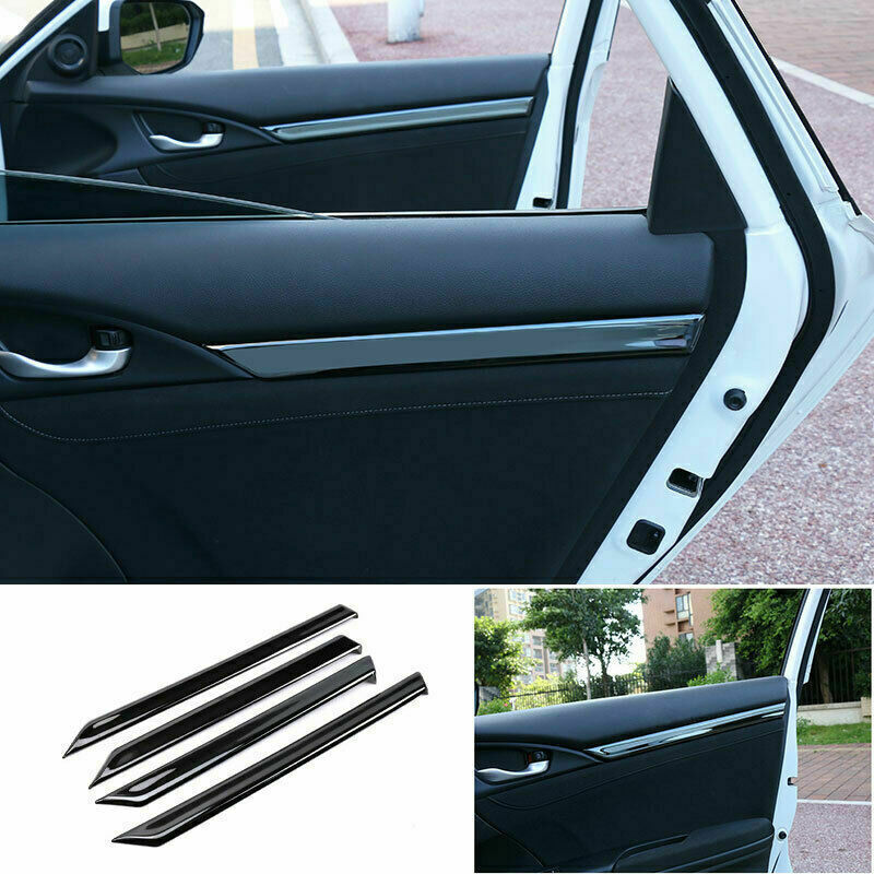 for Honda for Civic 2016-2021 10th Sedan Black Inner Door Strips Cover Trim S.Steel
