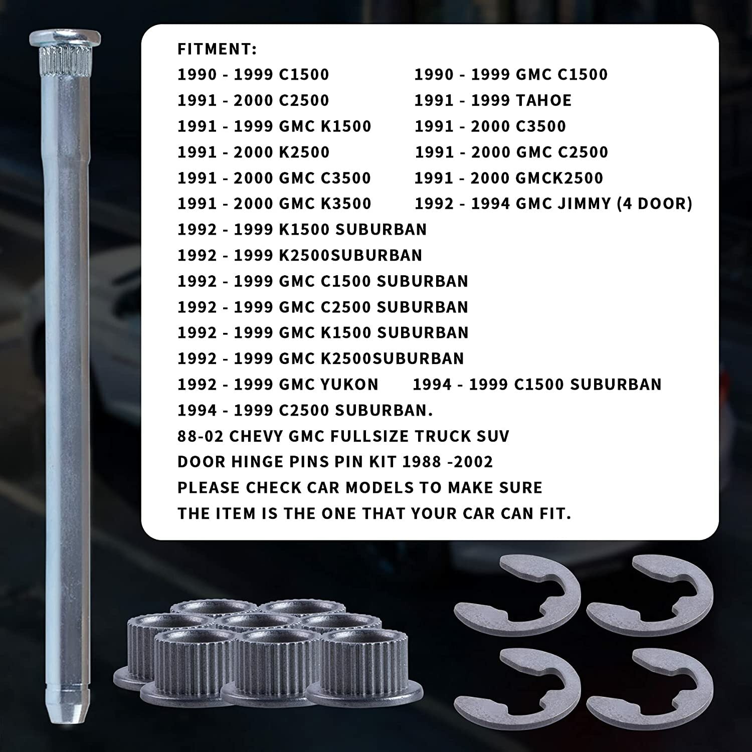 Door hinge pin and bushing repair kit compatible with 1988-2002 for Chevrolet for GMC