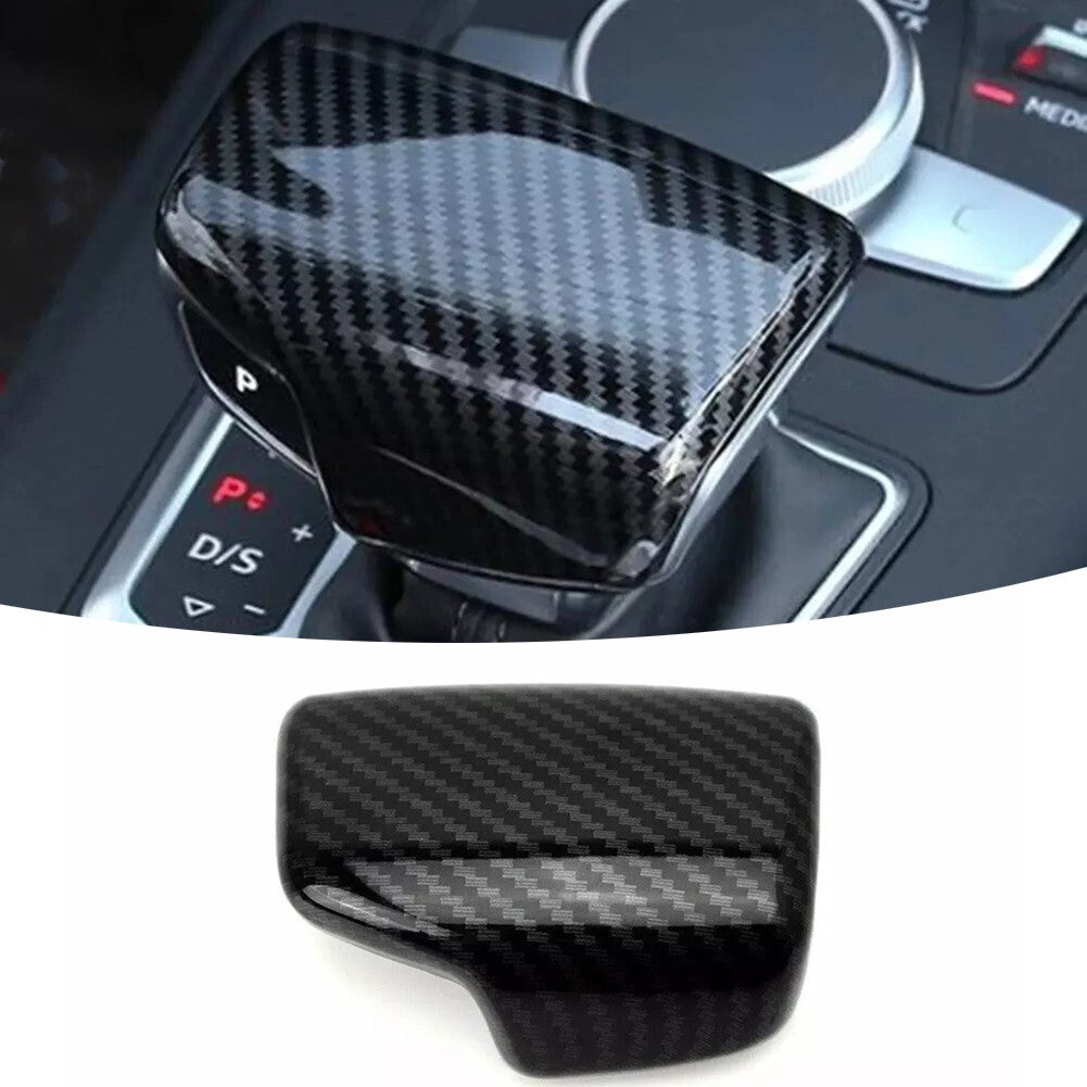 1 pcs Carbon Fiber Look Car Gear Shift Knob Cover Trim For A4 A5 Q5 Q7 2018-2024