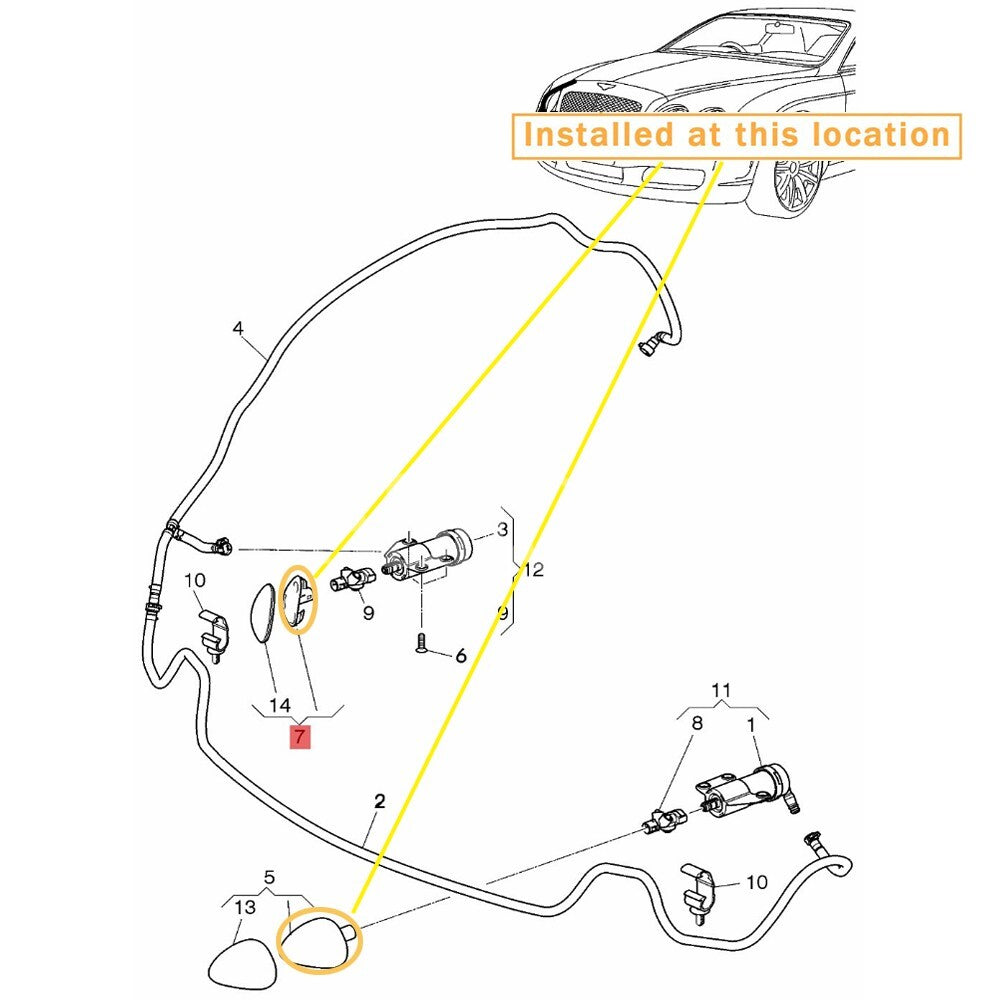 Equipment Manufacturer ( ) for Bentley Front Bumper Headlight Washer Cover Kit: 3W5955101C