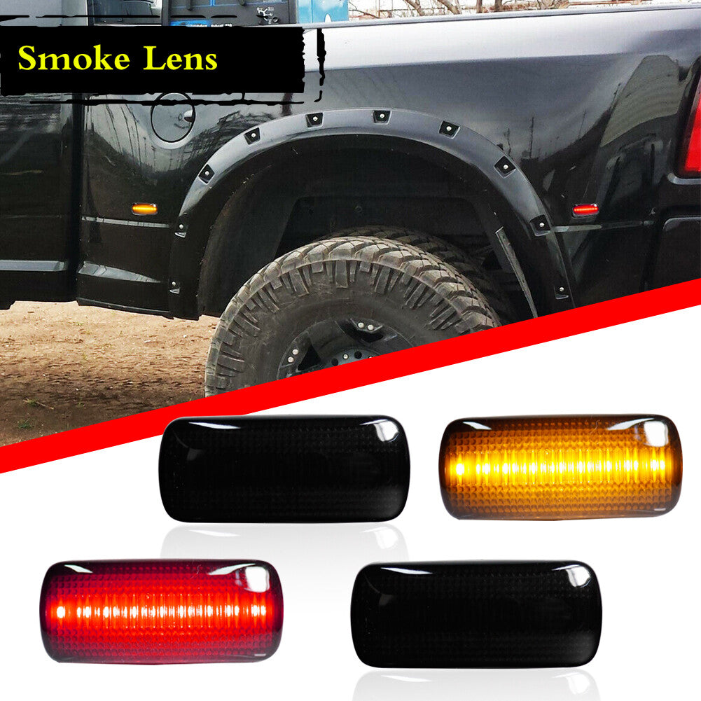 4-Piece Smoked LED Side Marker Mudguard Lights for 10-18 for Dodge for Ram 2500/3500HD Twin Beds